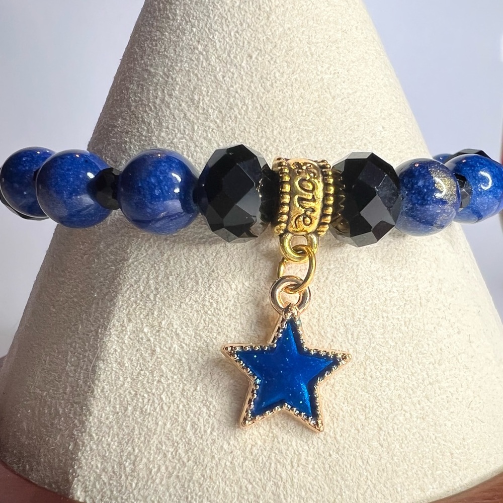 Cute deep royal blue with gold ascents